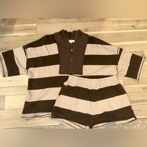 Striped Brown and Beige Outfit